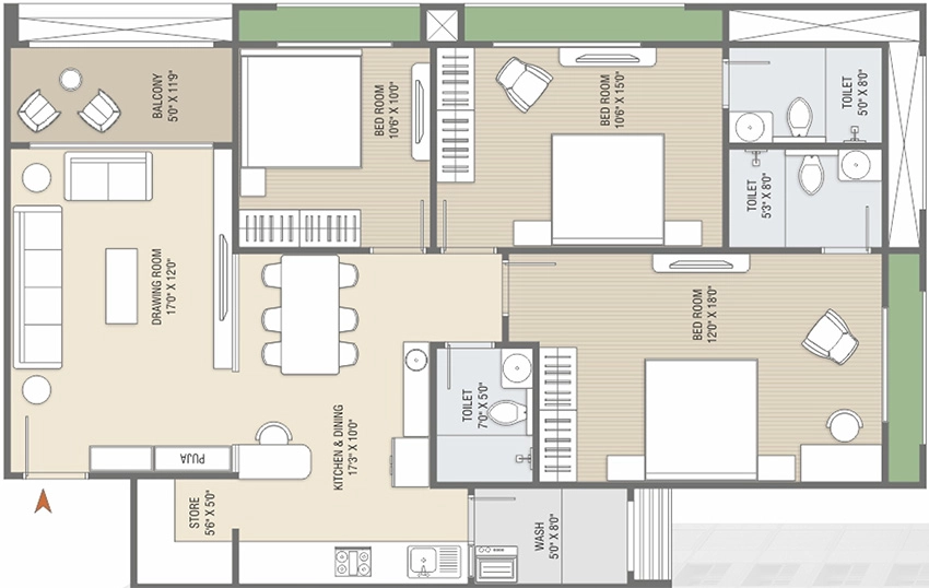 3 BHK Flat in Maruti Saketham Lakeview in Ognaj, Ahmedabad - Image 918641