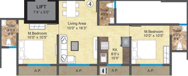 2 BHK Flat in Radhe The Pancharatna in Nalasopara West, Palghar - Image 918729