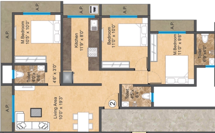 3 BHK Flat in Radhe The Pancharatna in Nalasopara West, Palghar - Image 918730