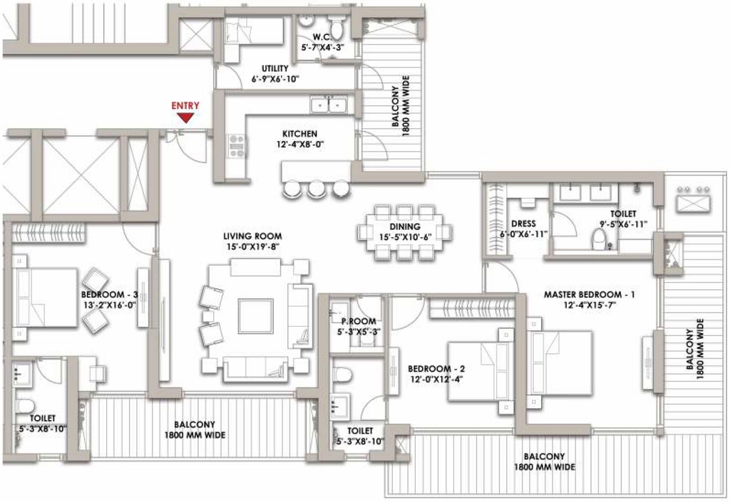 3 BHK Flat in Landmark Skyvue in Sector 103, Gurgaon - Image 918849