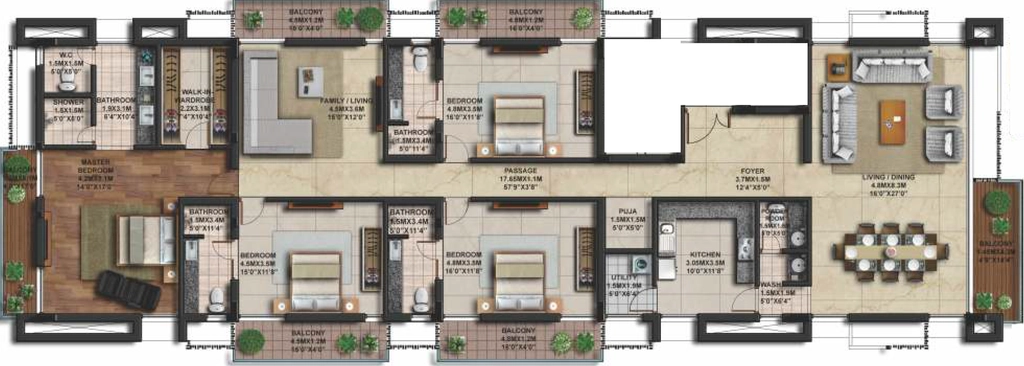 4 BHK Flat in Casagrand Amarante in Race Course, Coimbatore - Image 918779