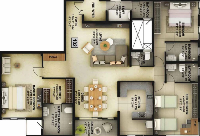3 BHK Flat in Casagrand Vitaliya in Race Course, Coimbatore - Image 918809