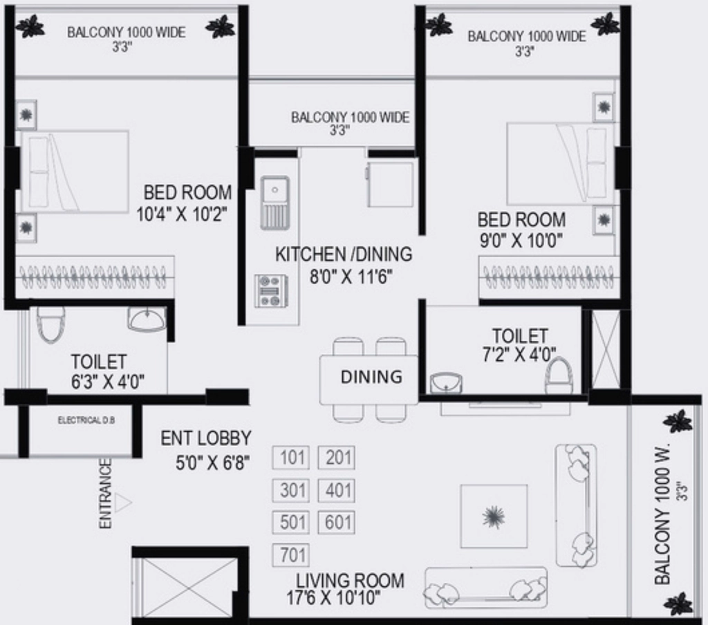 2 BHK Flat in AR Rivera Sky Garden in Gangapur Road, Nashik - Image 918854