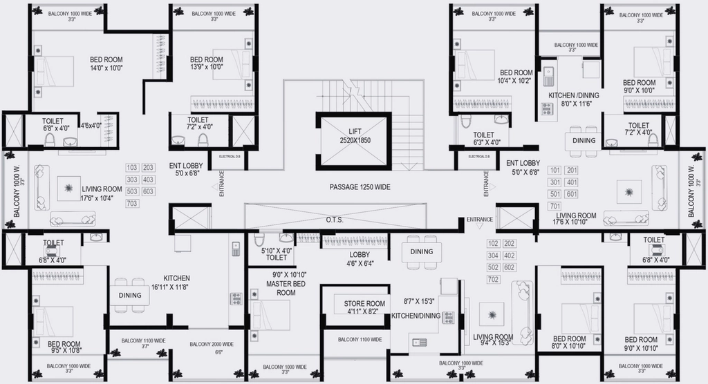 Floor Plan of AR Rivera Sky Garden in Gangapur Road, Nashik - Image 405018