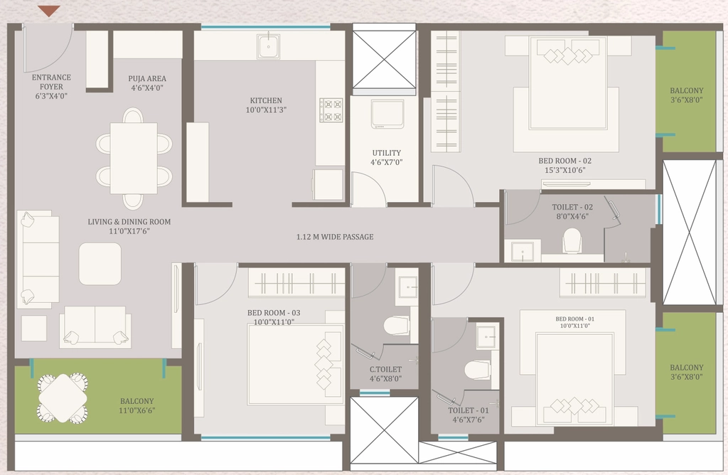 3 BHK Flat in Krrish Vraj Shrushti in Govind Nagar, Nashik - Image 918846
