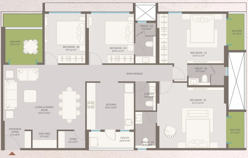 4 BHK Flat in Krrish Vraj Shrushti in Govind Nagar, Nashik - Image 918847