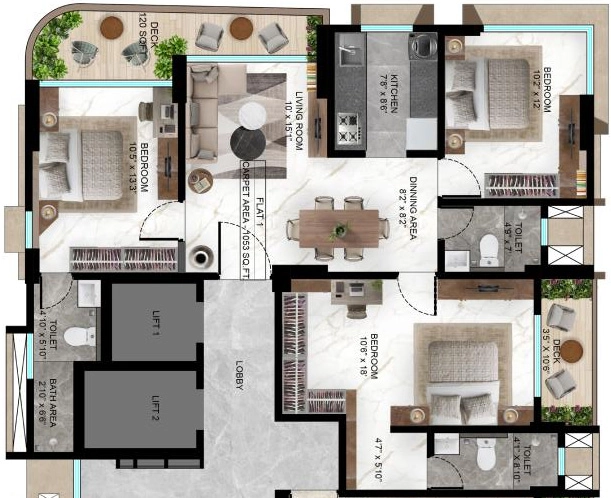 3 BHK Flat in Harsh Aurum in Dadar West, Mumbai - Image 918866