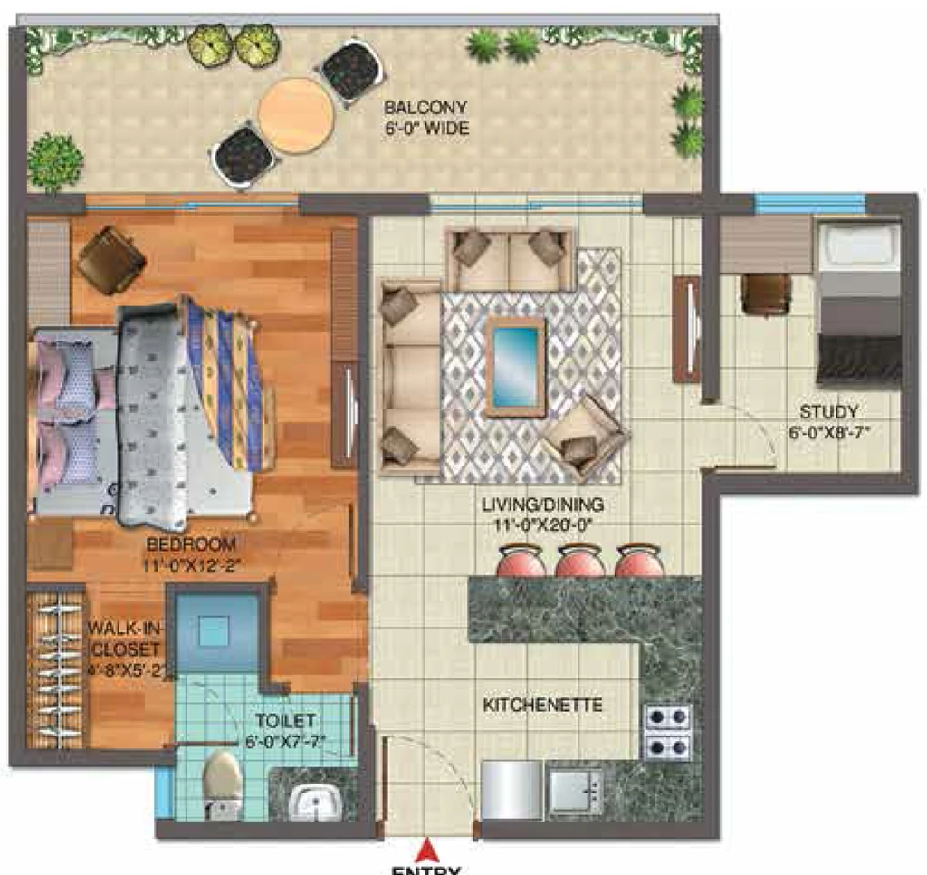 1.5 BHK Flat in Central Park Flower Valley The Room in Sector 32, Gurgaon - Image 918874