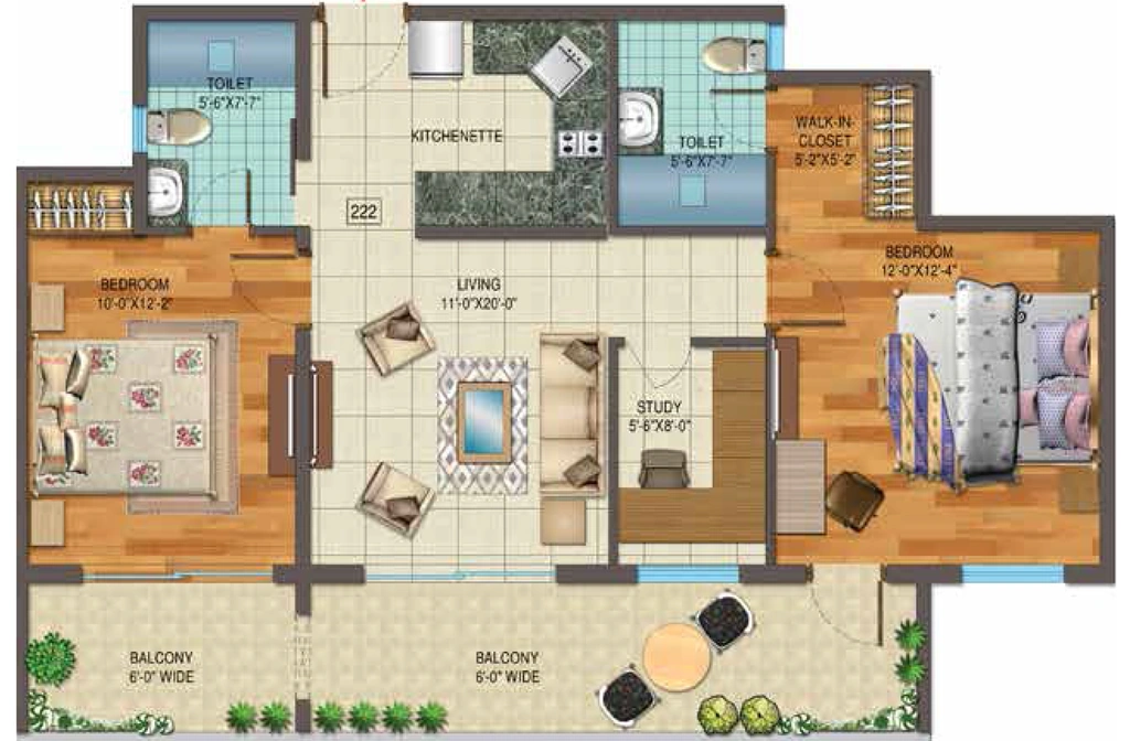 2 BHK Flat in Central Park Flower Valley The Room in Sector 32, Gurgaon - Image 918876