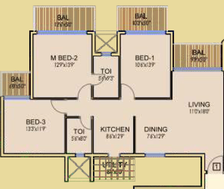 3 BHK Flat in Dhoot Time Residency in Sector 63, Gurgaon - Image 918879