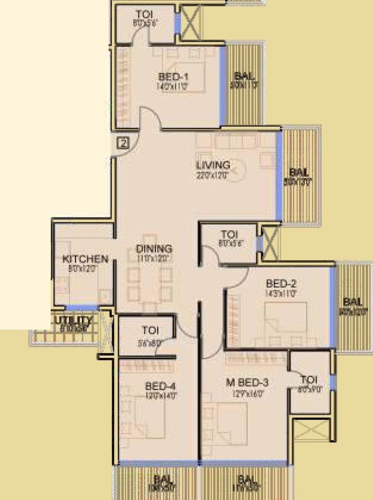4 BHK Flat in Dhoot Time Residency in Sector 63, Gurgaon - Image 918881