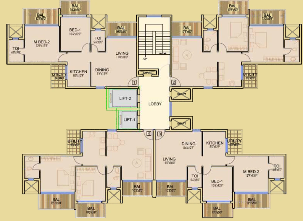 Floor Plan of Dhoot Time Residency in Sector 63, Gurgaon - Image 405110