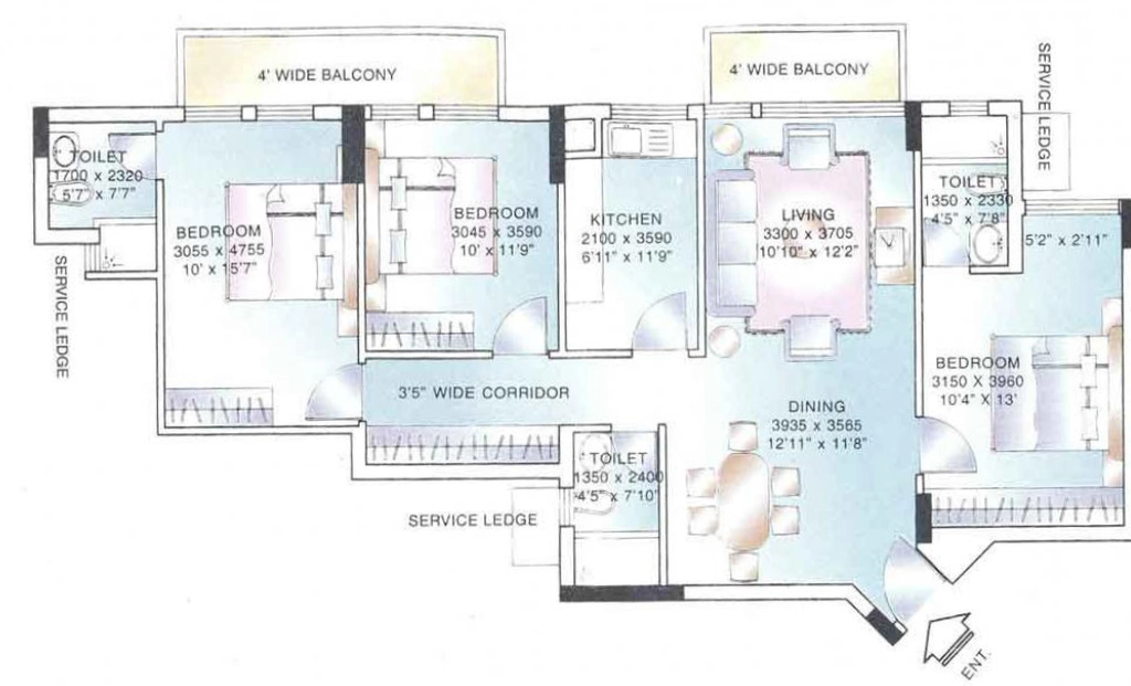 3 BHK Flat in DLF Belvedere Towers in DLF Phase 2, Gurgaon - Image 918883