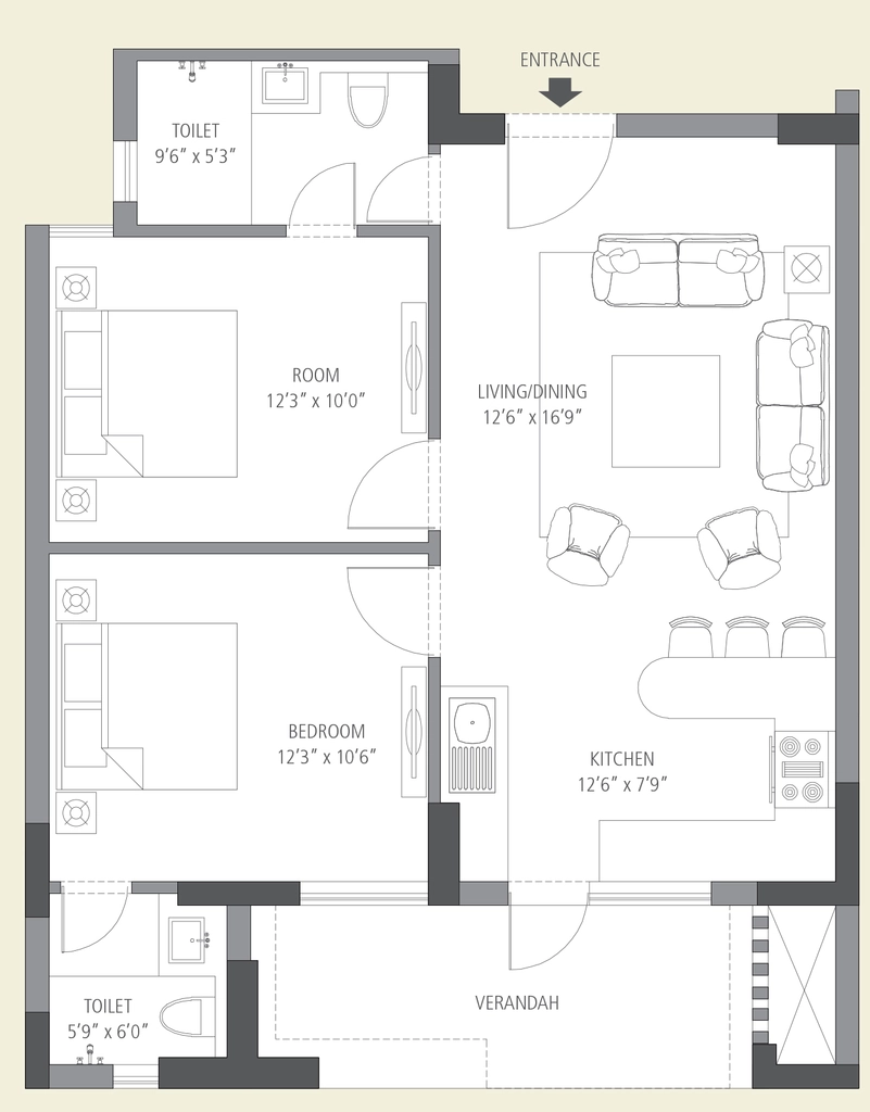 2 BHK Flat in Emaar MGF The Vilas in DLF Phase 2, Gurgaon - Image 918891