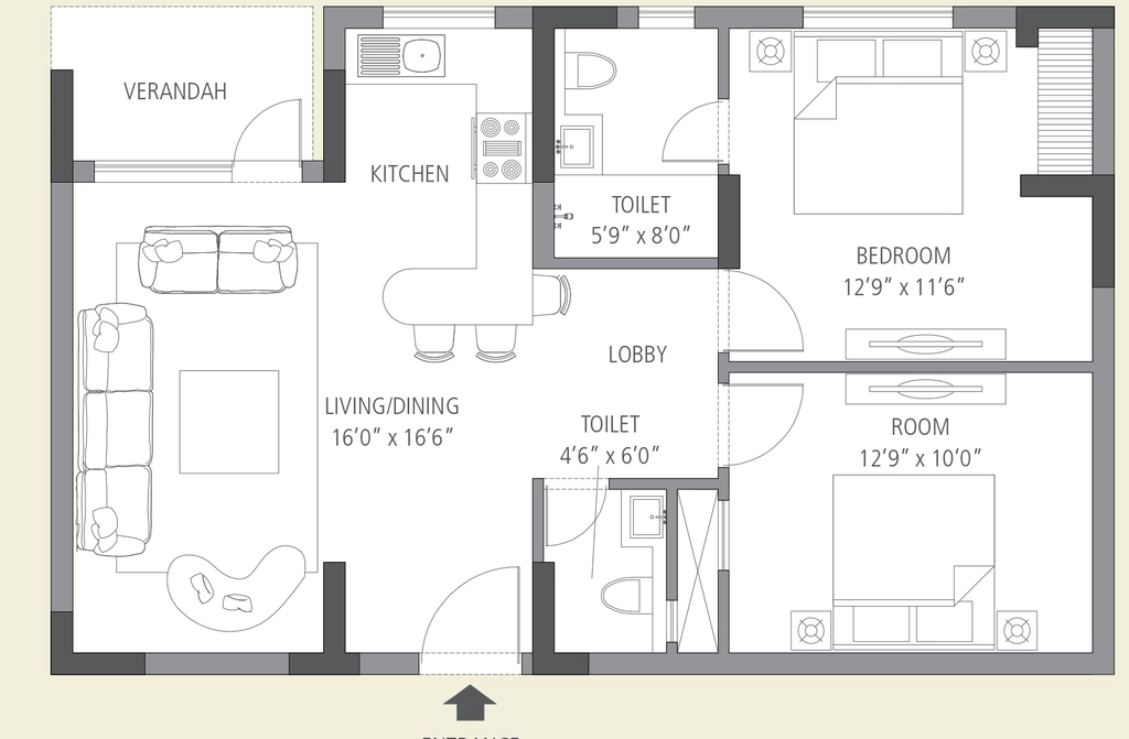 2 BHK Flat in Emaar MGF The Vilas in DLF Phase 2, Gurgaon - Image 918892