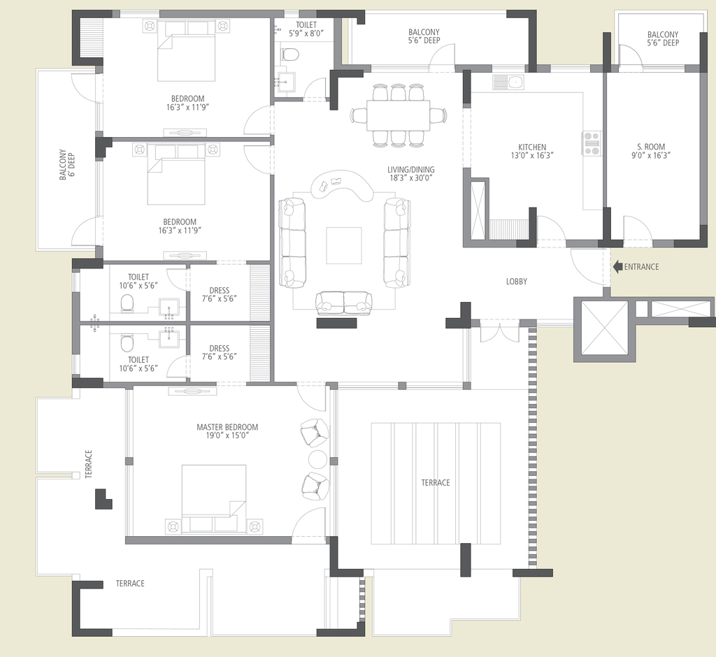 3 BHK Flat in Emaar MGF The Vilas in DLF Phase 2, Gurgaon - Image 918895