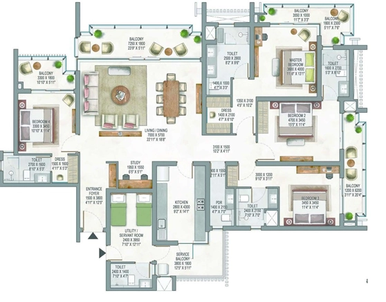 4 BHK Flat in Krisumi Waterside Residences The Forest Reserve in Sector 36 A, Gurgaon - Image 918900