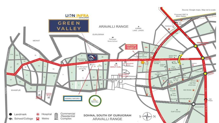 Location of Lion Green Valley in Sector 35, Gurgaon - Image 405196