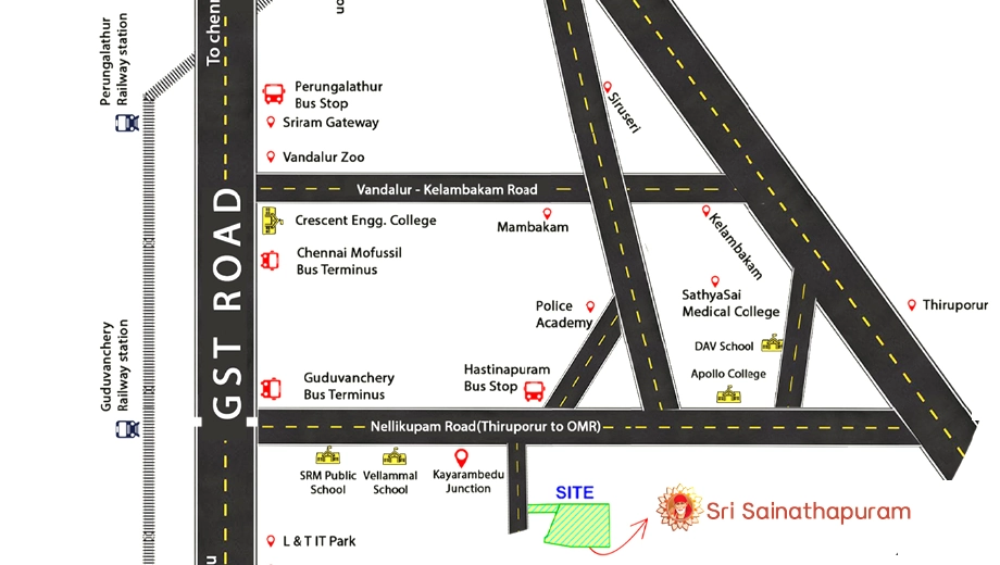 Location of Wisdom Sri Sainathapuram in Guduvancheri, Chennai - Image 405193