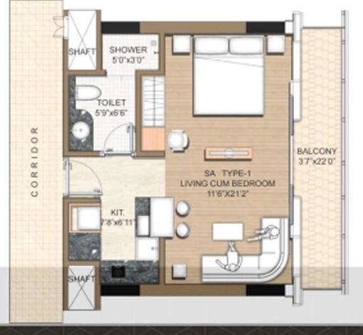 1 RK Flat in M3M My Den in Sector 67, Gurgaon - Image 918984