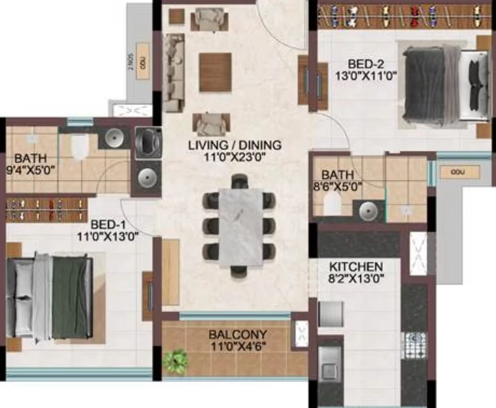 2 BHK Flat in Casagrand Holachennai in Sholinganallur, Chennai - Image 918988