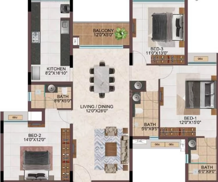 3 BHK Flat in Casagrand Holachennai in Sholinganallur, Chennai - Image 918991
