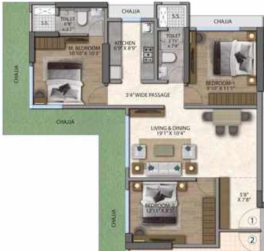 3 BHK Flat in Aakash Sapphire in Mahim West, Mumbai - Image 919119