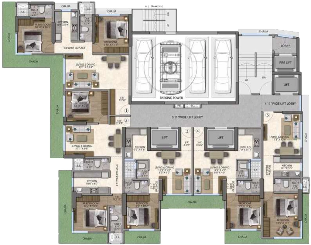 Floor Plan of Aakash Sapphire in Mahim West, Mumbai - Image 405614