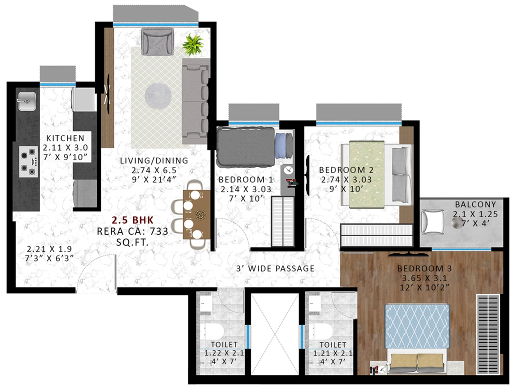 2.5 BHK Flat in Agrawals Phoenix in Bandra East, Mumbai - Image 919124