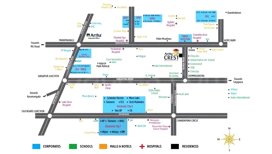 Location of Artha Crest in Whitefield, Bangalore - Image 405413
