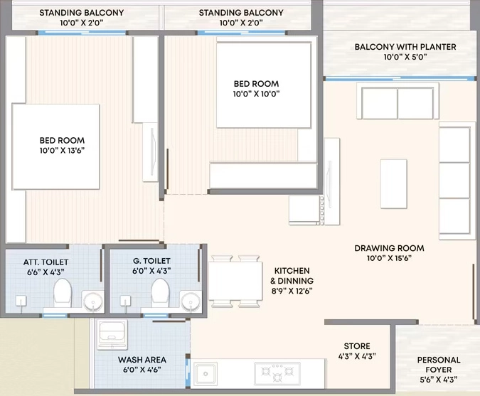 2 BHK Flat in The Rhythm Elevate in Nana Chiloda, Ahmedabad - Image 919042