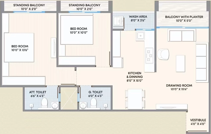 2 BHK Flat in The Rhythm Elevate in Nana Chiloda, Ahmedabad - Image 919043