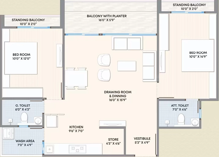 2 BHK Flat in The Rhythm Elevate in Nana Chiloda, Ahmedabad - Image 919044