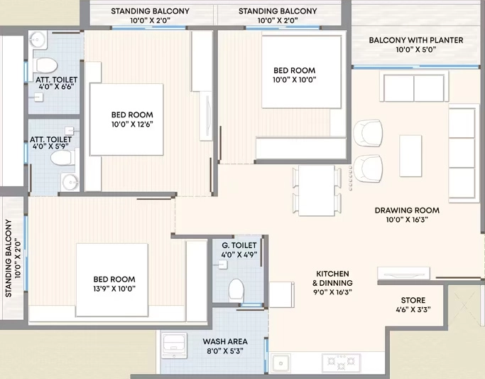 3 BHK Flat in The Rhythm Elevate in Nana Chiloda, Ahmedabad - Image 919045