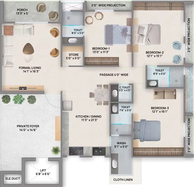 3 BHK Flat in United Artemis in Nava Naroda, Ahmedabad - Image 919049
