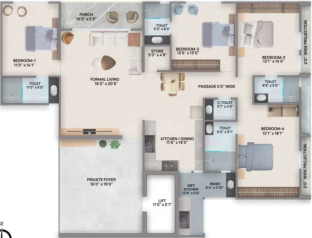 4 BHK Flat in United Artemis in Nava Naroda, Ahmedabad - Image 919050