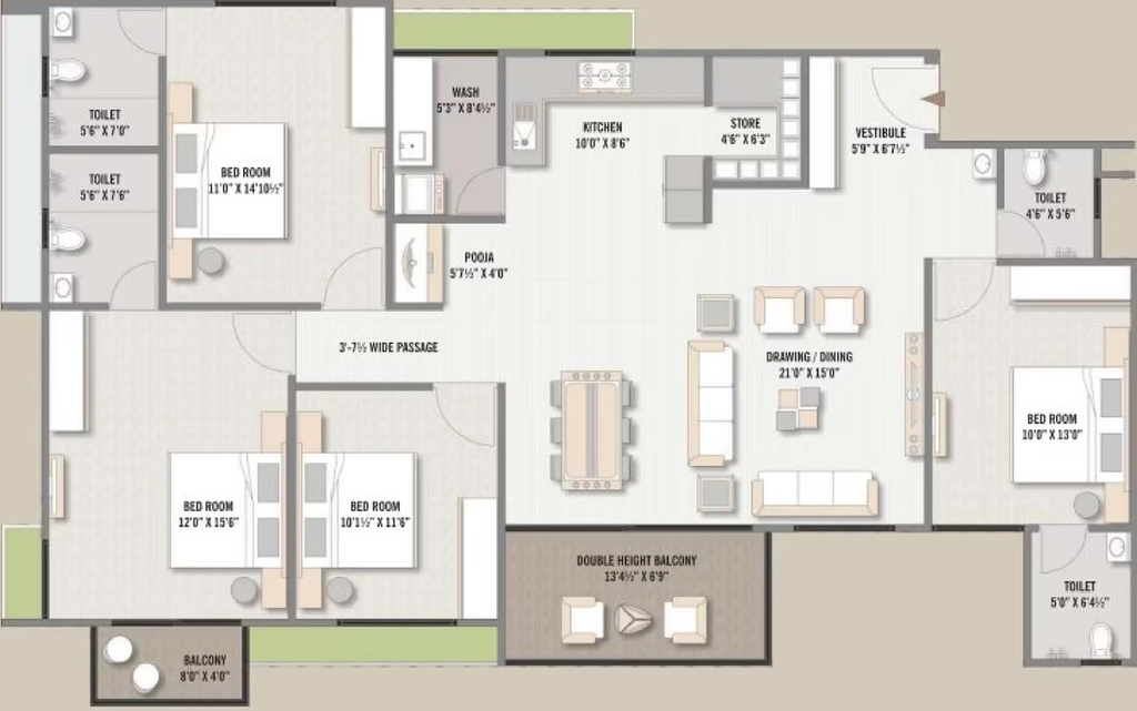 4 BHK Flat in Wide Vivanta 36 in Maninagar, Ahmedabad - Image 919066