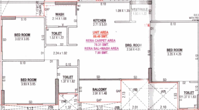 3 BHK Flat in Yug Vincitore Vintage in Vastral, Ahmedabad - Image 919072