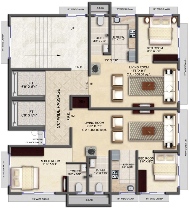 Floor Plan of Aasma Necklace View in Bhuleshwar, Mumbai - Image 405874