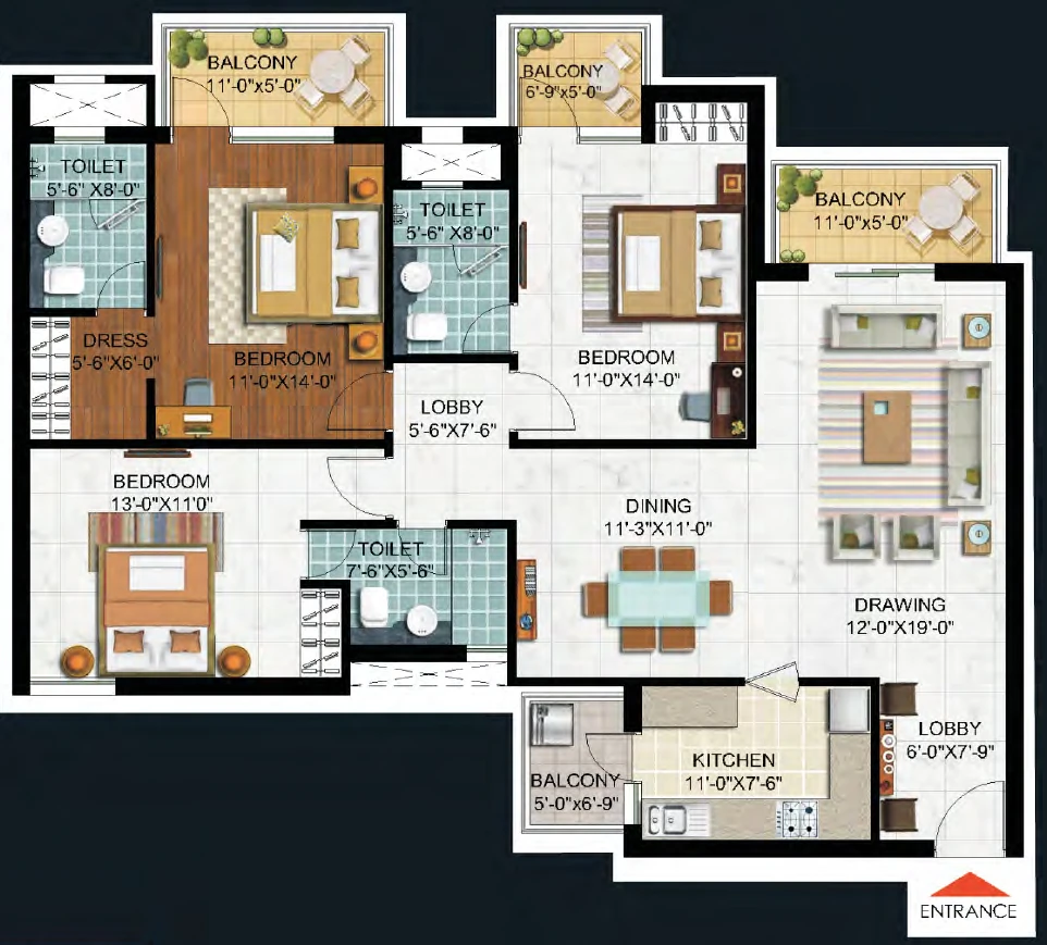 3 BHK Flat in Ramprastha Skyz in Sector 37D, Gurgaon - Image 919127