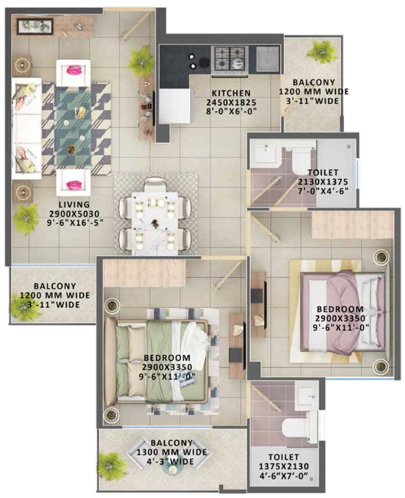 2 BHK Flat in Signature Global Orchard Avenue 2 in Sector 93, Gurgaon - Image 919129