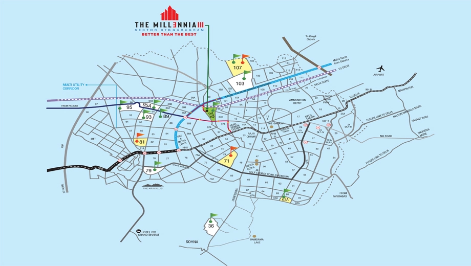 Location of Signature Global The Millennia 3 - Image 405673
