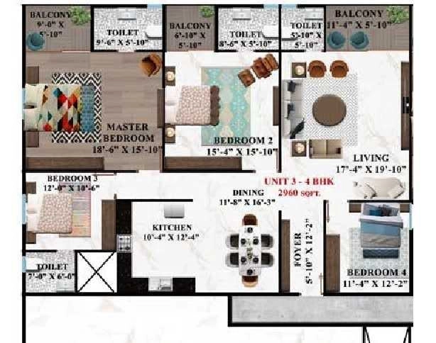 4 BHK Flat in Kings Acropolis in Ashok Nagar, Bangalore - Image 919142