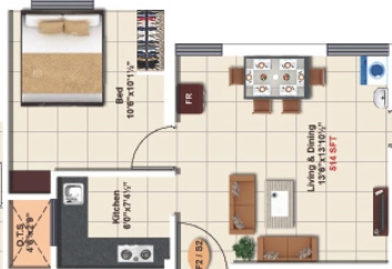1 BHK Flat in StepsStone Ranjan in Saligramam, Chennai - Image 919154
