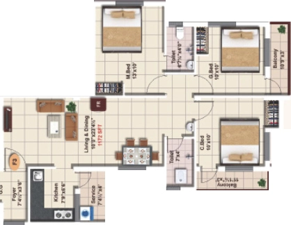 3 BHK Flat in StepsStone Ranjan in Saligramam, Chennai - Image 919159