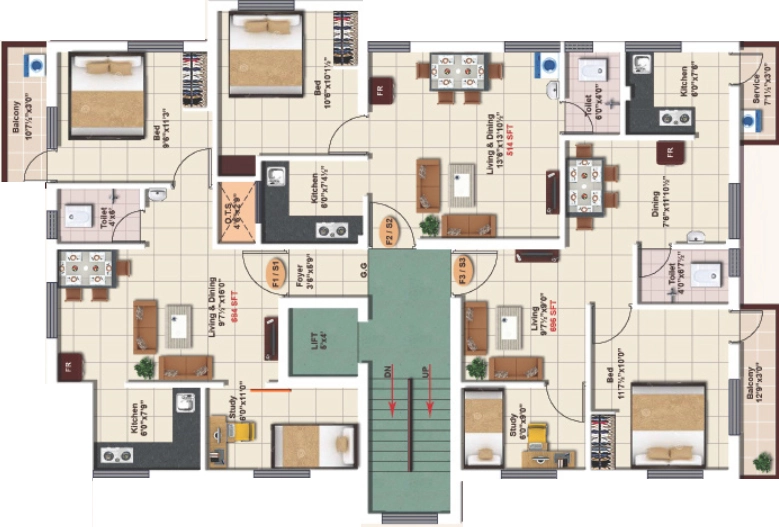 Floor Plan of StepsStone Ranjan in Saligramam, Chennai - Image 405736