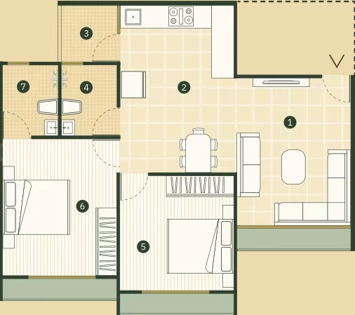 2 BHK Flat in RJ Madhuban Kadamb in Sarkhej, Ahmedabad - Image 919174