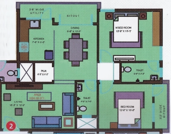 2 BHK Flat in Mahaghar Sri Sai Nilayam in KR Puram, Bangalore - Image 919189