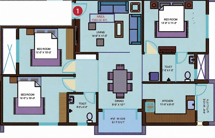 3 BHK Flat in Mahaghar Sri Sai Nilayam in KR Puram, Bangalore - Image 919191