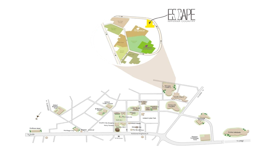 Location of Unitech Escape in Nirvana Country, Gurgaon - Image 406262
